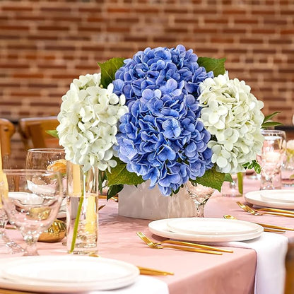 Hydrangea Artificial Flowers, Lifelike Latex Silk Real Touch Faux Hydrangea Flowers, Artificial Hydrangeas Bouquet for Wedding Centerpieces Tables Party Home (Royal Blue)