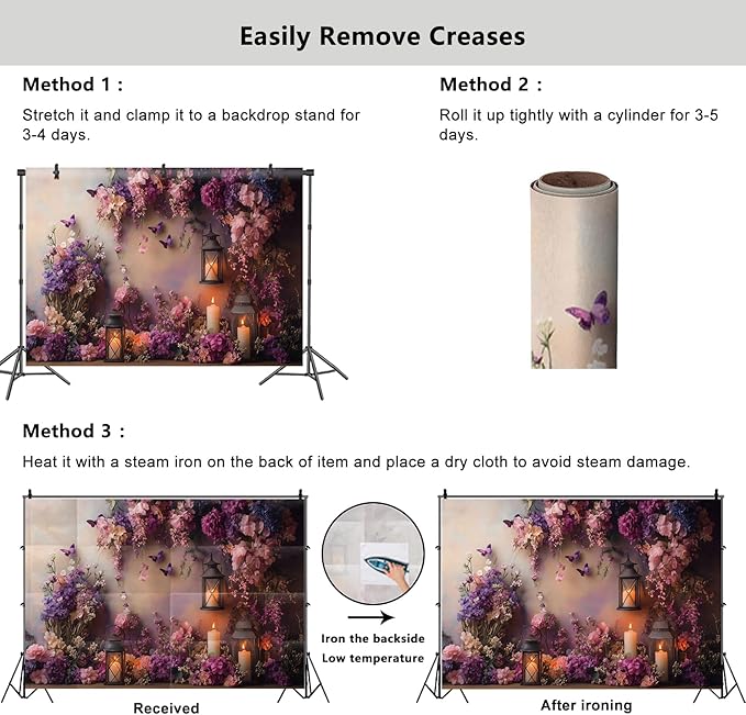 YongFoto Elegant Flower Wall Backdrop 12x8ft Floral Butterfly Candle Photography Background Baby Bridal Shower Wedding Girl Birthday Party Banner Room Decor Portrait Photoshoot Wallpaper Photo Booth