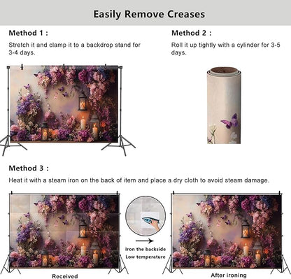 YongFoto Elegant Flower Wall Backdrop 10x6.5ft Floral Butterfly Candle Photography Background Baby Bridal Shower Wedding Girl Birthday Party Banner Room Decor Portrait Photoshoot Wallpaper Photo Booth