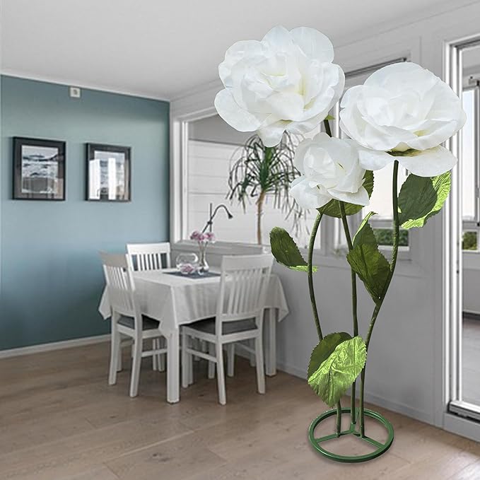 3pc Large Flowers Artificial Flower Decoration, Giant Artificial Flower Art Large Fake Rose Flowers for Wedding Baby Shower Birthday Christmas Party Banquet Backdrop Shop Window Display Props (White)
