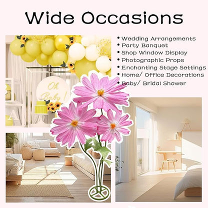 Large Daisy Flowers Artificial 6.1Ft Giant Paper Flowers Decoration Big Flowers Decor for Wedding Reception Essential Party Banquet Background Decor, Indoor Outdoor Home Decor 3Pcs(Rose red)