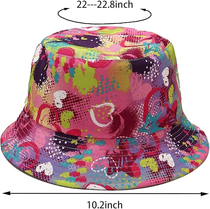Bucket Hat for Women Men, Cotton Reversible Double Side Wear Sun Hats Beach Fisherman Hat