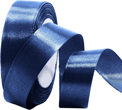 Luomorgo 1 Inch Navy Blue Satin Ribbon, 25 Yards Solid Color Ribbon, Fabric Ribbon for Gift Wrapping, Flower Bouquet, DIY Craft, Sewing, Wedding, Birthday Party Decorations