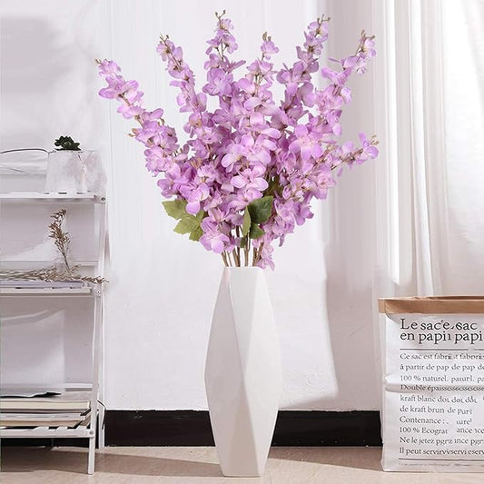 Purple Long Stem Delphinium Artificial Flower 6pcs Fake Larkspur Artificial Flowers 35.43''Silk Flower for Tall Vase Floral Arrangement Wedding Centerpieces Home Garden Party Decor(Purple)