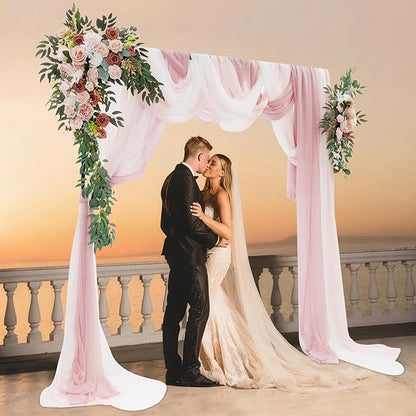 Artificial Wedding Arch Flowers Kit (Pack of 5),2pcs Artificial Hanging Flower Arch Decor,for Wedding Ceremony Arbor Reception Backdrop Rose Floral Party Outdoor Decoration Pink