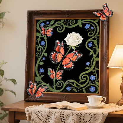 SAOROPEB 3D Butterfly Wall Decor, 24 Pcs Double Layer Butterfly Decorations for Party Decorations Locker Decor Refrigerator Decal, Reusable (Monarch)