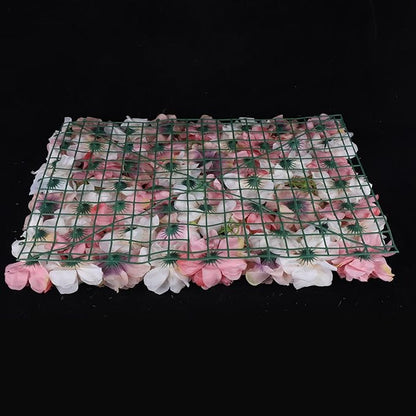 Flower Wall Panels 3D Flower Wall Backdrop, 6Pcs Artificial Flower Wall Panel Silk Rose Floral Decorative Faux Flower Wall Background for Wedding Home Decoration (Pink,23.6 * 15.7in)