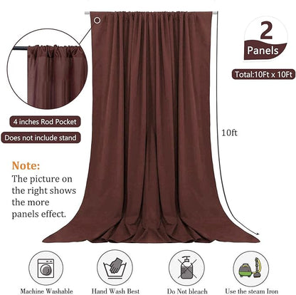 10 x 10 Feet Red Brown Backdrop Curtain for Partie, Background Curtains for Photoshoot, Birthday, Wedding, Halloween, Thanksgiving, Christmas, New Year Party Decorations 5Ft x 10Ft, 2 Panels