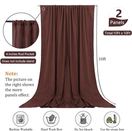10 x 10 Feet Red Brown Backdrop Curtain for Partie, Background Curtains for Photoshoot, Birthday, Wedding, Halloween, Thanksgiving, Christmas, New Year Party Decorations 5Ft x 10Ft, 2 Panels