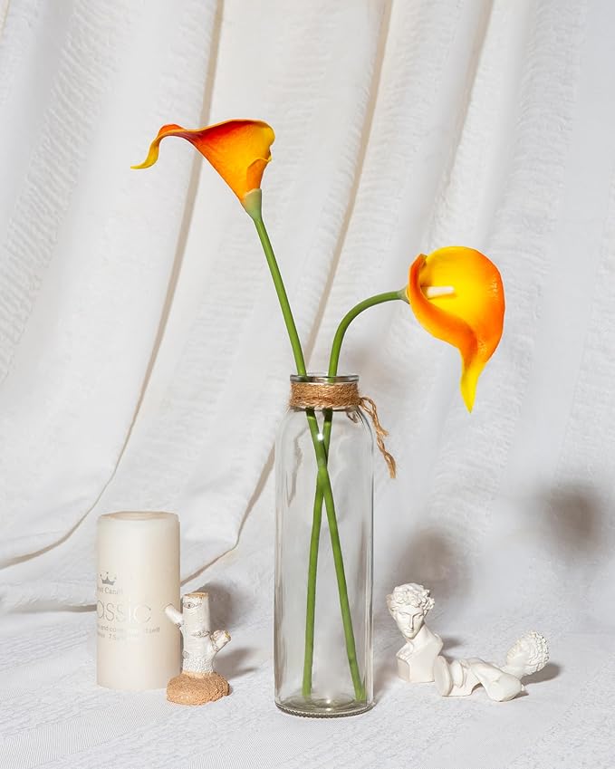 DuHouse 20Pcs Artificial Calla Lily Flower Real Touch Latex Flowers for DIY Wedding Bouquet Party Home Decor (Sunset)