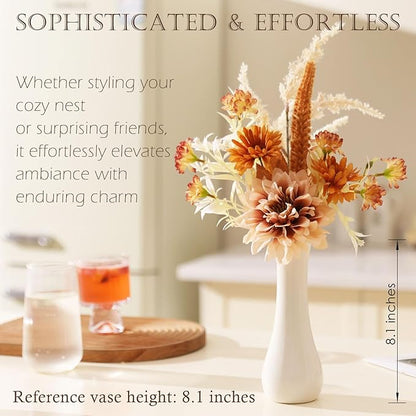 Fake Flower Bouquet, Faux Flower Arrangement for Decorating Kitchens, Bedrooms, Bathrooms, Realistic Artificial Flowers Made of Silk & Plastic, Floral Decoration with Dahlia & Small Blossoms