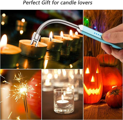 MEIRUBY Electric Candle Lighter, Birthday Christmas Stocking Stuffers Gifts for Women Mom Men Wife Sister, USB Arc Rechargeable Windproof Long Lighter for Candle BBQ Housewarming Gift Idals