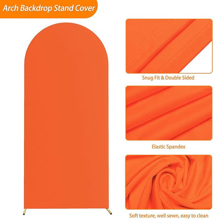 Wokceer 6FT Wedding Arch Backdrop Cover Spandex Fitted Wedding Stand Covers Round Top Chiara Arch Backdrop Cover for Birthday Party Ceremony Banquet Decoration OrangeRed
