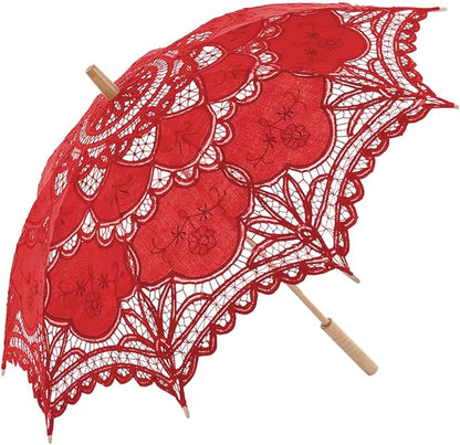 Lace Parasol Umbrella Vintage Wedding Bridal Lace Umbrella for Decoration Photo Tea Party 32 Inch Adult Size