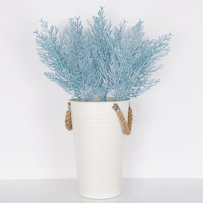 Christmas Glitter Stems 24pcs Artificial Pine Tree Picks for Christmas Tree Ornaments fillers, DIY Xmas Wreath, Crafts, Garland, Holiday, Party, Wedding and Home Decoration (Light Blue)