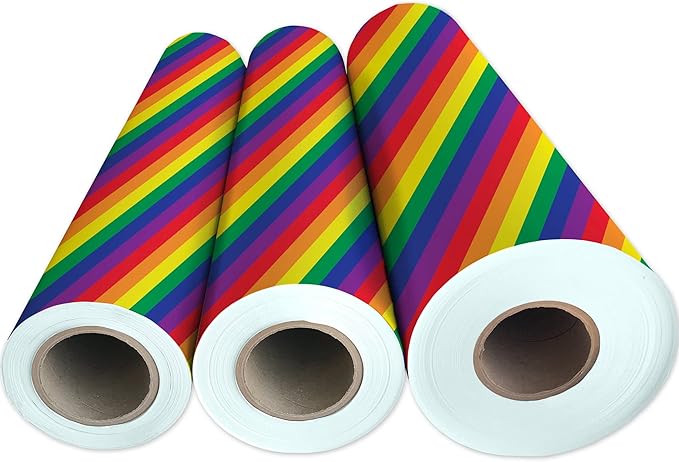 Jillson Roberts Bulk Gift Wrap, Everyday Gift Wrapping Supplies, Rainbow Stripe, Full Ream 833 feet x 30 inches