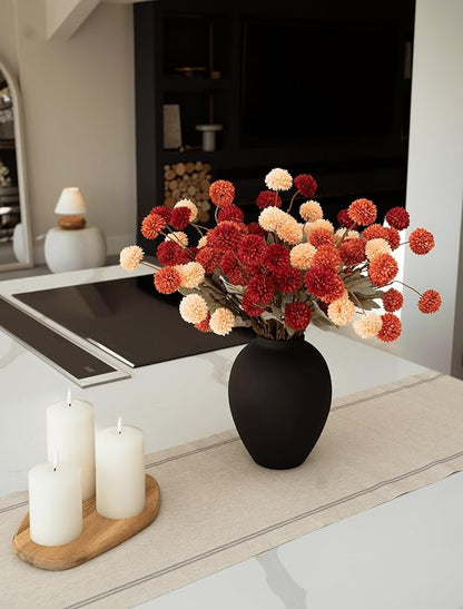 9 pcs Fall Flowers Artificial Pompon Mum - Fake Kiku Flowers Silk Small Mini Chrysanthemum Ball Faux Mum Decor for Autumn Filler DIY Bouquet Centerpieces Arrangements Shower(Multicolor-Fall-9Pcs)
