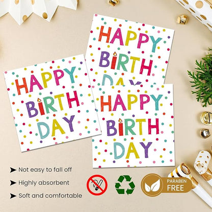 40 Pcs Birthday Plates & Napkins Party Supplies, Disposable Happy Birthday Dots Design Tableware Set for 20 Guests