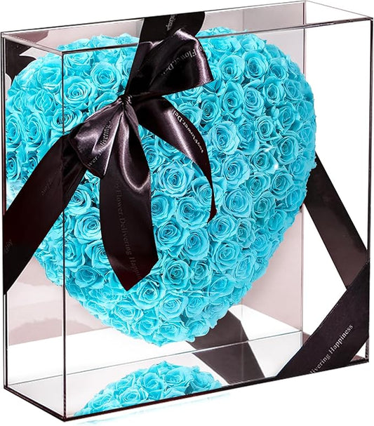 JoyFlower About 140pcs Preserved Roses Gift, Real Blue Eternal Roses for Mom, Long Lasting Forever Flowers with Gift Box for Girlfriend Wife in Valentines Day Birthday Anniversary