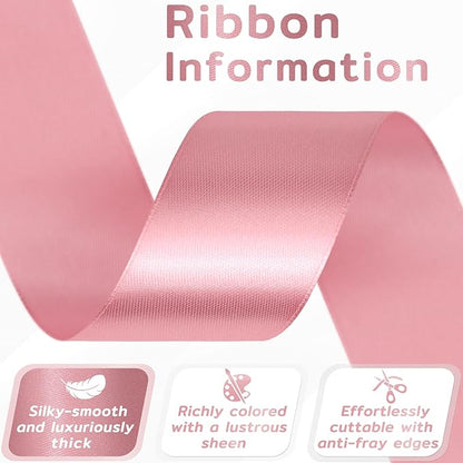 60 Yards Rose Gold Satin Ribbon 1-1/2 Inch, Solid Polyester Fabric Ribbon for Gift Wrapping, Crafts, Flower Bouquet, Wedding, Baby Shower, Festival, Christmas, Easter