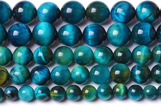 6mm 60PCS Peacock Blue Tiger Eye Stone Beads Natural Crystal Spacer Loose Beads for Jewelry Making DIY Bracelet Semi Precious 1 Strand 15 inches