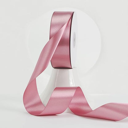MEEDEE Mauve Rosy Satin Ribbon 1-1/2 Inch Rose Pink Ribbon Lux Double Faced Satin Ribbons by 50 Yards Pink Polyester Satin Ribbons for Crafts, Weddings, Flower Bouquet, Holiday Decorating
