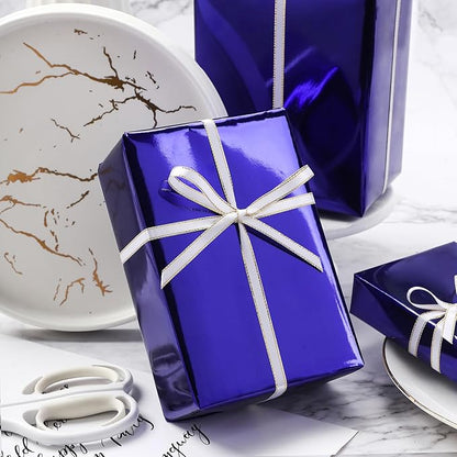 RUSPEPA Blue Purple Metallic Wrapping Paper - Solid Color Matte Paper Perfect for Wedding, Birthday, Christmas, Baby Shower - 17 Inches X 32.8 Feet