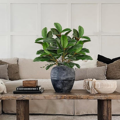 Briful Artificial Magnolia Leaves Stems 3PCS 29.1" Faux Magnolia Branches Fake Greenery Stems for Tall Vase Floral Arrangement Wedding Bouquet Centerpiece Rustic Home Decoration