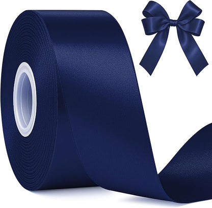 Fullive 1 1/2 Inch Navy Blue Ribbon, 30 Yards Navy Blue Ribbons for Crafts, Polyester Ribbon for Gift Wrapping for Birthday Graduate Christmas Decorations DIY Bows Wrapping Bouquet Floral Arrangements