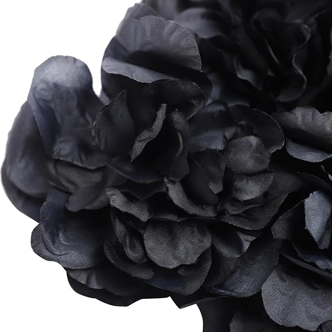 Flower Wall Panel Set,Black Artificial Wall Flower Backdrop,12 Pcs 23.62" X 15.75" 3D Silk Hydrangea Rose Floral Panel,Faux Roses Artificial Flower Backdrop for Wall Decor