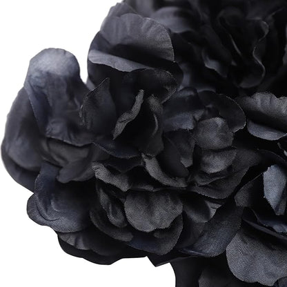 Flower Wall Panel Set,Black Artificial Wall Flower Backdrop,12 Pcs 23.62" X 15.75" 3D Silk Hydrangea Rose Floral Panel,Faux Roses Artificial Flower Backdrop for Wall Decor