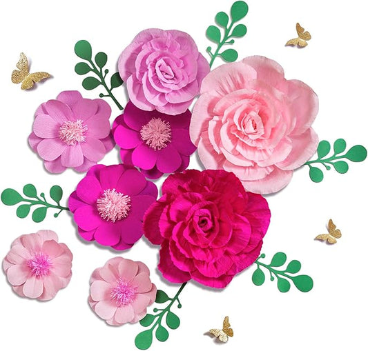 Letjolt Giant Paper Flowers Decoration for Wall 3D Artificial Flowers Wedding Backdrop Handcrafted Rose for Baby Shower Bridal Shower Nursery Wall