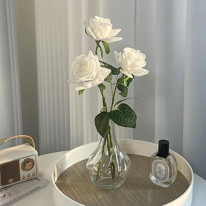 Roses Artificial Flowers 10 Pack in Bulk, White Fake Roses Flowers Realistic Roses for Wedding Home Party Decoration Event Gift