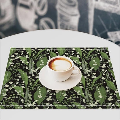 Vintage Botanical Placemats Set of 4, 17x12 Inch Retro Nature Plant Exotic Green Leaves Wildflower Table Mats for Home Party Kitchen Dining Decor