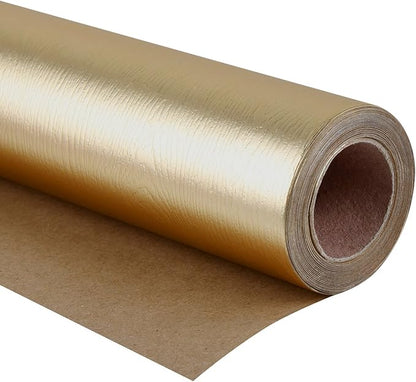 WRAPAHOLIC 30 Inch Gold Wrapping Paper Roll - Jumbo Roll Basic Texture Matte Gold for Birthday, Holiday, Wedding, Baby Shower Wrap - 30 inch x 16.5 feet