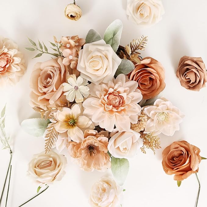 Artificial Flowers Combo Box Set Fake Flowers with Stems Artificial Bouquet Flowers for Wedding Centerpieces Arrangements Baby Shower Party Home Decor