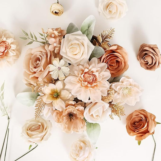 Artificial Flowers Combo Box Set Fake Flowers with Stems Artificial Bouquet Flowers for Wedding Centerpieces Arrangements Baby Shower Party Home Decor