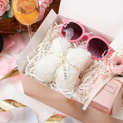 ROSEGLD 30 Gift Boxes with Lids, Rose Gold, Bridesmaid Proposal Boxes - 9.5x6.5x4 Inches, Glossy Grass Texture