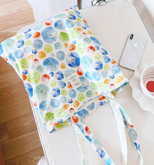 Cotton Canvas Tote Bag Reusable Soft Grocery Cloth Bag Floral Shoulder Bag for Beach Travel Shopping