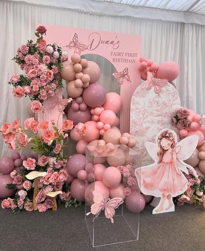 Arch Backdrop Cover Baby in Bloom Baby Shower Arch Stand Spandex Fabric Cover Blue Flowers Floral Pink Bows Girls Birthday Party Baptism Decorations (3.3X6.5ft,G-4029)