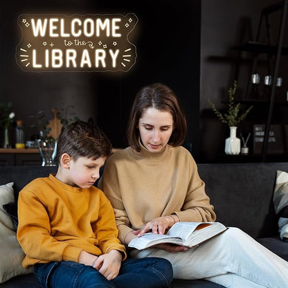 Welcome to the library neon sign, Classroom Door Hanger, teacher Christmas Gift, Bedroom neon sign, Classroom Decor, Reading Corner Decoration, Teacher Office Decor, Opening Season Theme Party Props