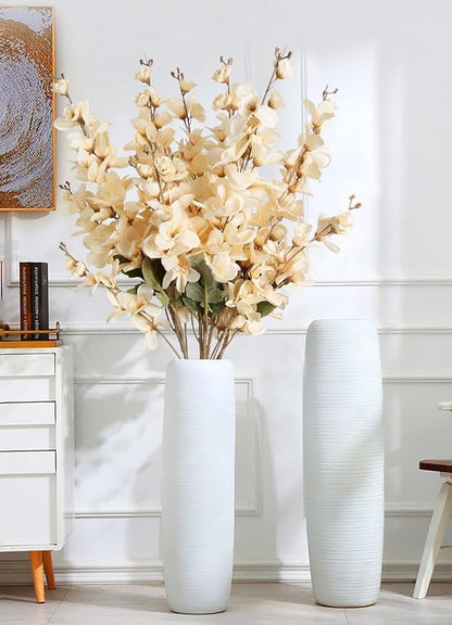 6PCS Champagne Delphinium Artificial Flower Lifelike Faux Larkspur Silk Flowers Plant 35.43'' Long Stem Blossoms Flowers for Tall Vase Floral Arrangements Home Table Wedding Decor(Champagne)