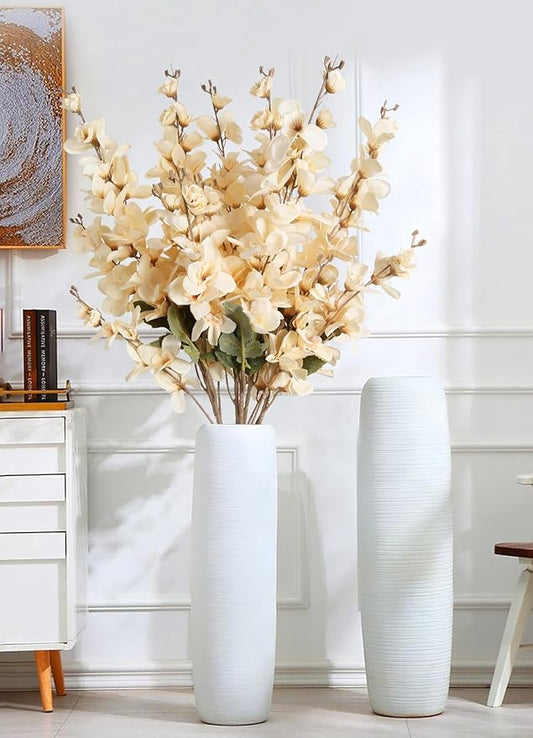 6PCS Champagne Delphinium Artificial Flower Lifelike Faux Larkspur Silk Flowers Plant 35.43'' Long Stem Blossoms Flowers for Tall Vase Floral Arrangements Home Table Wedding Decor(Champagne)