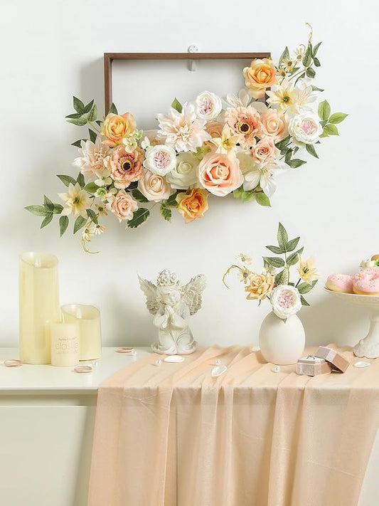 Artificial Flowers,Champagne Pink Silk Fake Flowers for DIY Wedding Bridal Bouquets, Wedding Cake Flowers for Table Centerpieces Baby Shower Birthday Party Home Decorations