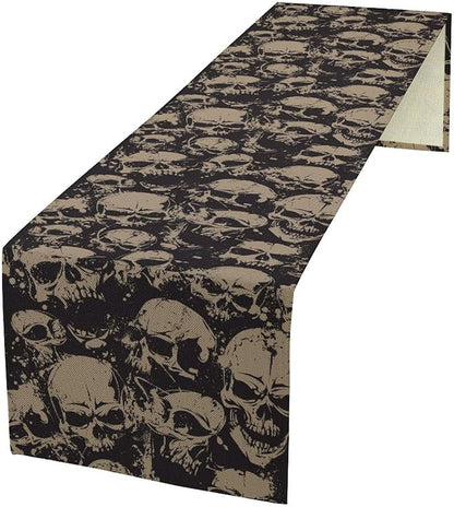 Gothic Table Runner,Dark Skull Pattern Decor Table Runner for Home Kitchen Table Dining Garden Farmhouse Wedding Party Decor 13x36 Inch