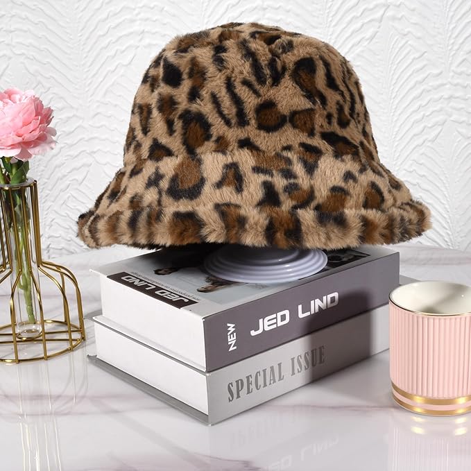 Winter Soft Faux Fur Plush Bucket Hat, Lovely Fisherman Cap, Fashion Outdoor Thick Warm Sun Cap for Women