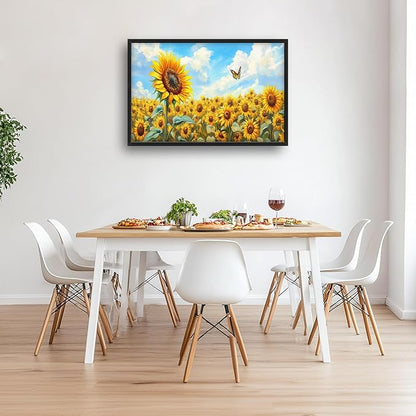 Sunflower Large Wall Art Sunflower Landscape Pictures Wall Decor Flower Canvas Floral Print Painting Modern Artwork Home Decoration for Bathroom Office Living Room Bedroom Framed 24"x36"