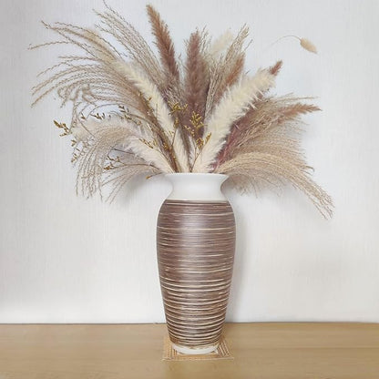 Ceramic Rustic Farmhouse Vase, 12.6" Large Vintage Flower vase Home Decor, Tall Boho Decorative Vases for Living Room, Table, Mantel, Shelf and Centerpieces Decor and Housewarming (D)
