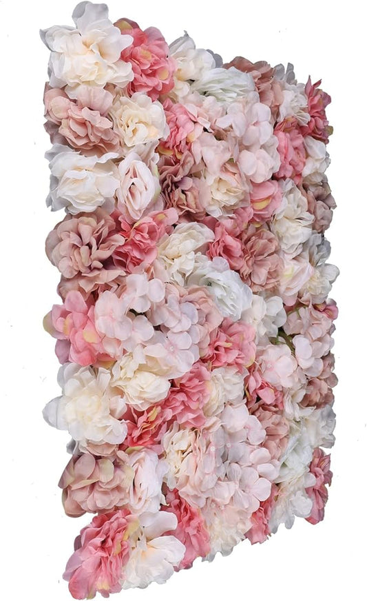 Flower Wall Panels 6pcs 24x15 Inch Artificial Wall Flower Backdrop for Wedding Party Baby Bridal Decor, Hanging Fake Silk Flower Backdrop Wall Decor (6pcs)