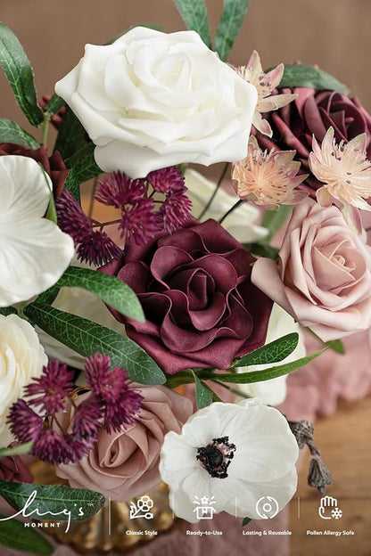 Ling's moment Artificial Flowers Combo for DIY Wedding Bouquets Centerpieces Arrangements Party Baby Shower Home Decorations